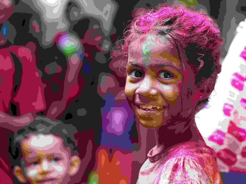 kids during Holi day festival 